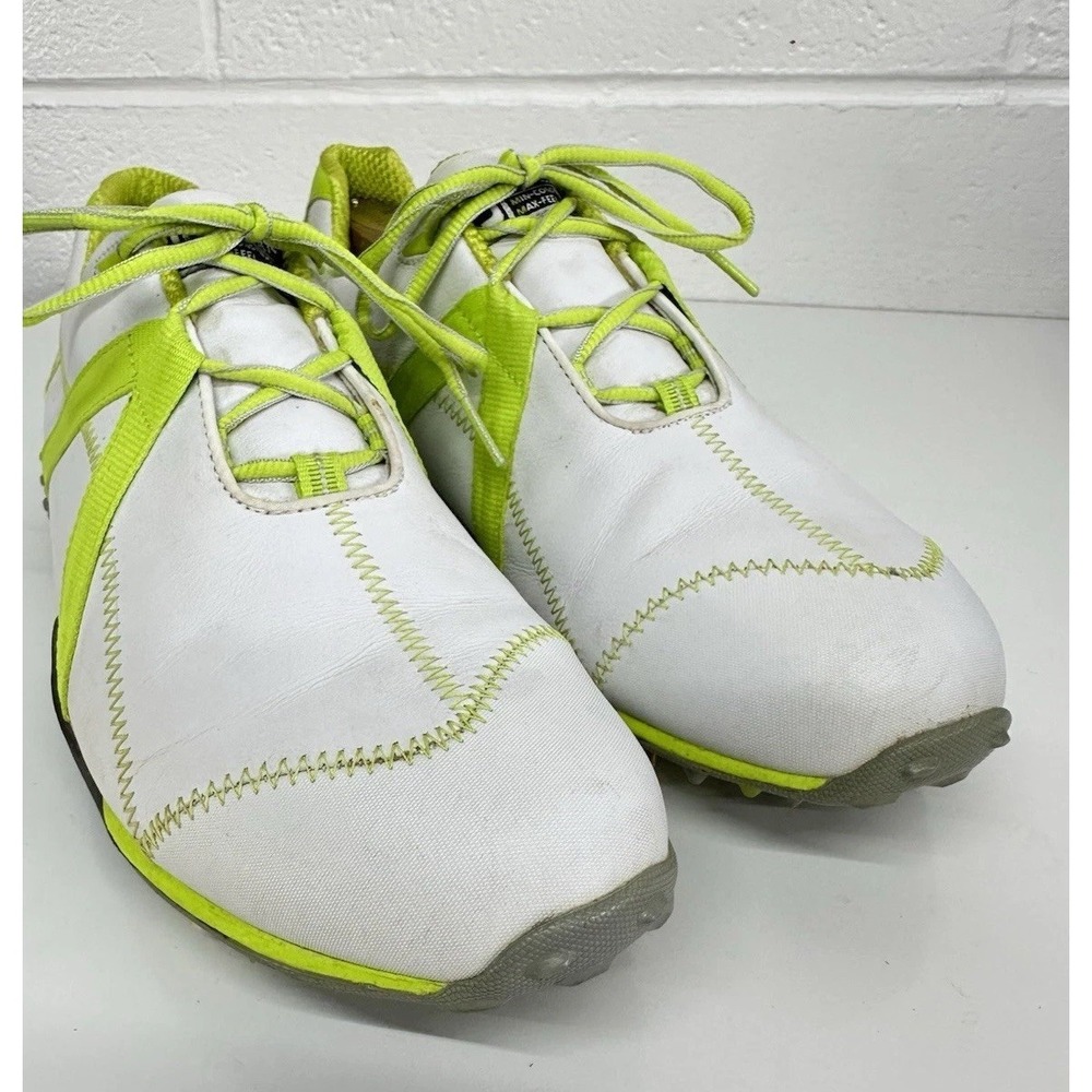 FOOT JOY FJ M PROJECT MEN'S SZ‎ 10 M WHITE LEATHER LIME GOLF SHOES SPIKES #55108 - Picture 6 of 9